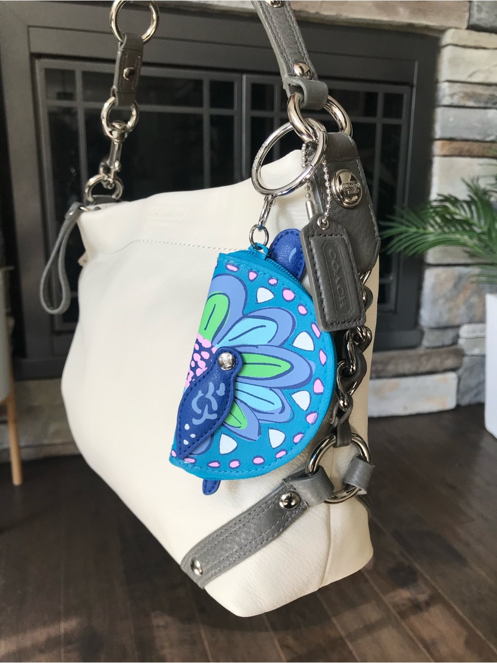 Vera Bradley Floral Crescent Bag Charm Key Chain